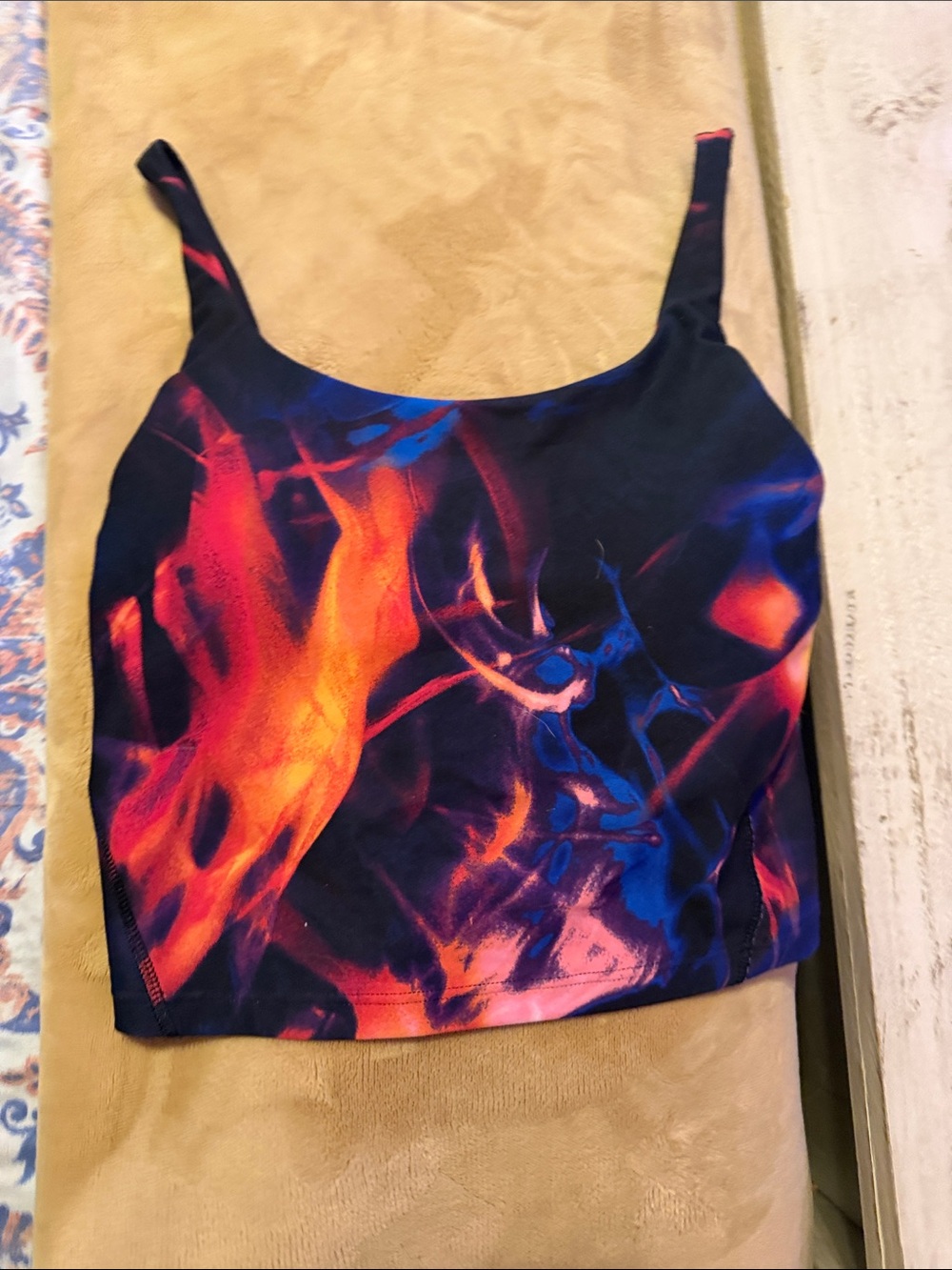 Old Navy Navy Tank Top with Orange & Blue Flame Print